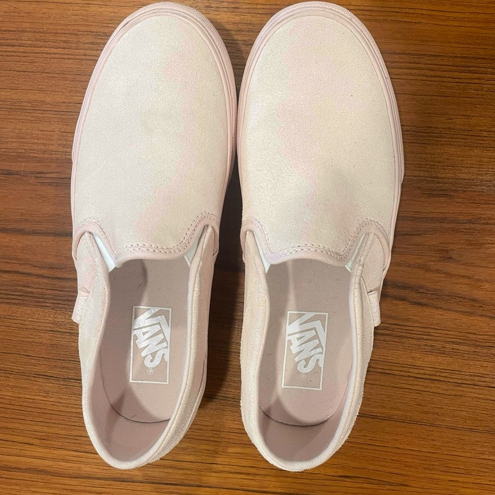 Vans Asher Light Pink Suede Slip On Sneakers